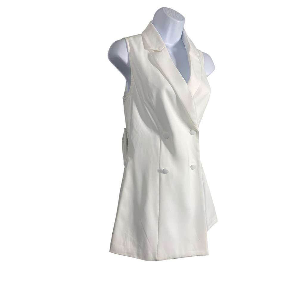 Lulus Upscale Individual White Collared Backless Bow Romper Women's Size XS - Picture 4 of 11